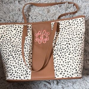 Elegant Tan and Cream Tote Bag